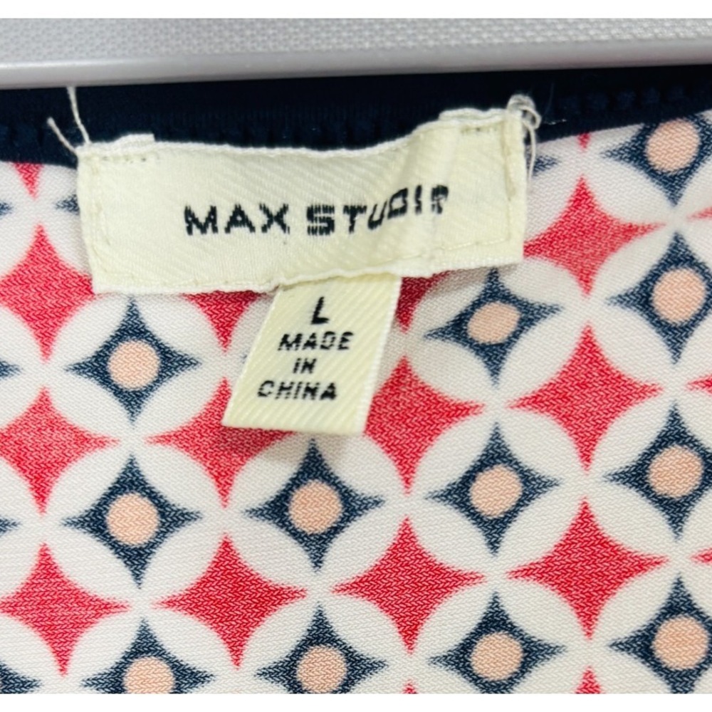 Max Studio Womens A-Line Dress Sz L Multicolor Geometric Career Date Night Retro - Picture 4 of 9